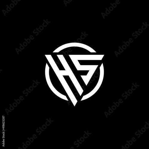Triangle Circle logo design letter HS. Monogram Design Vector template