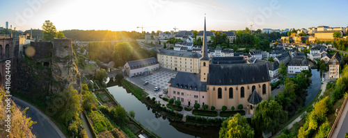 Sunrise superb view of the Grund, Luxembourg