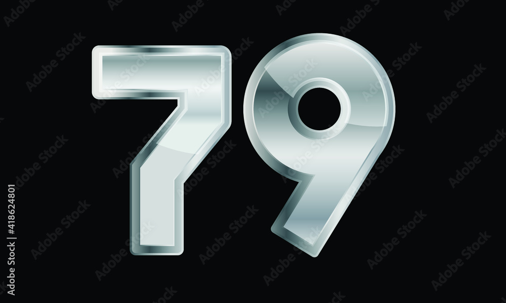 79 Silver Elegant Modern 3D Number 79 Silver Elegant Modern 3D Number
