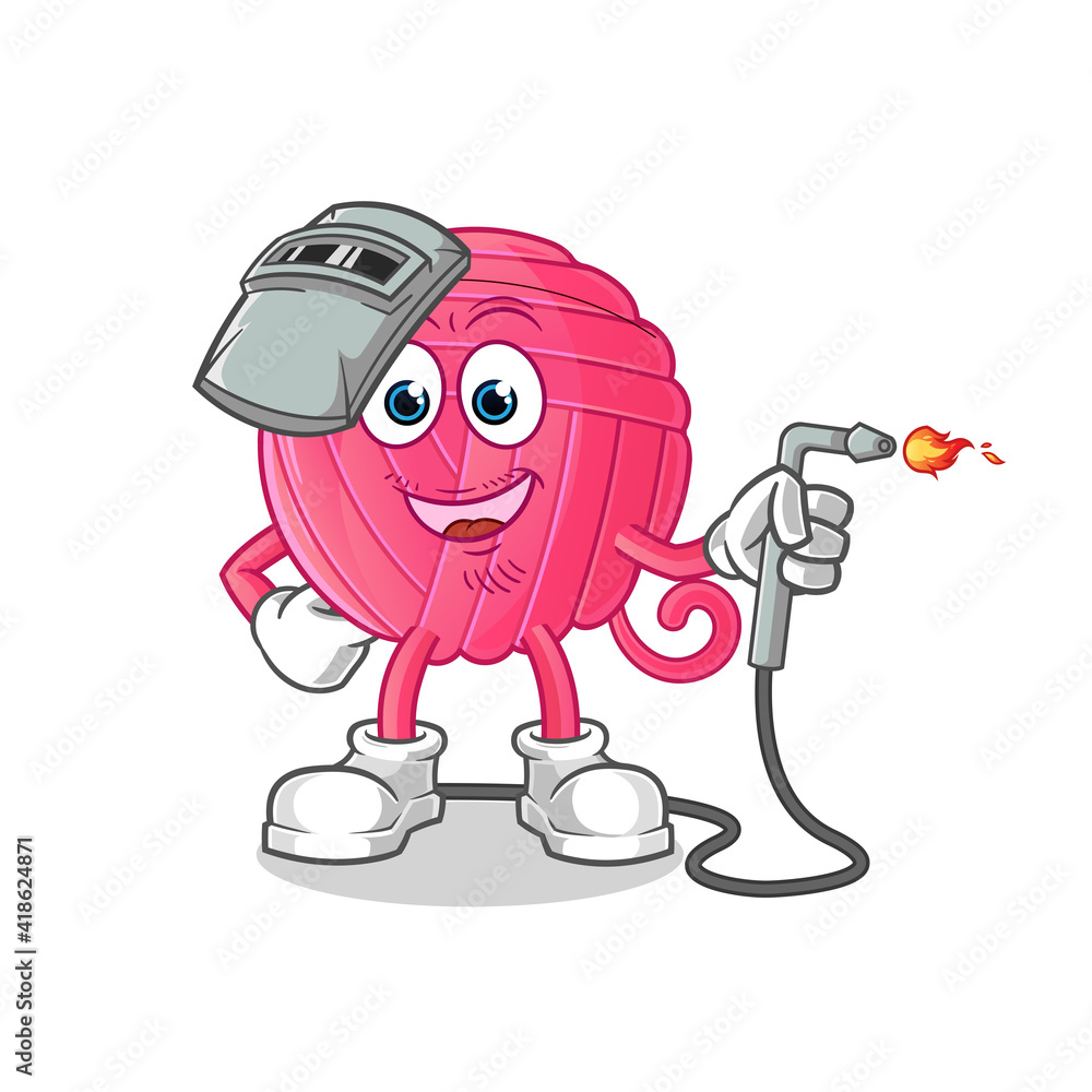 Fototapeta premium yarn ball welder mascot. cartoon vector