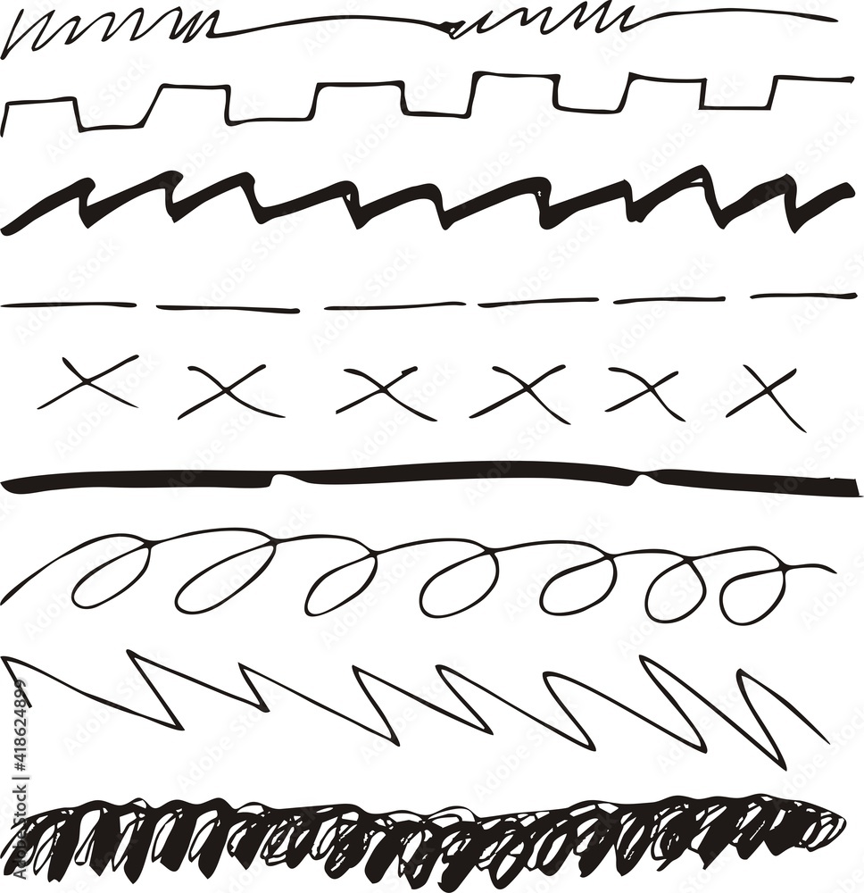 Set of line vector illustration.Doodle Style Various Shapes