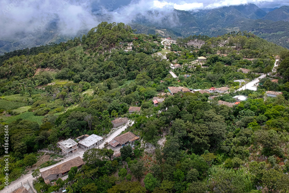 Aerial view of a small village in Honduras