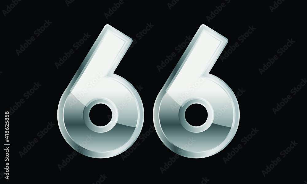 66 Silver Elegant Modern 3D Number 66 Silver Elegant Modern 3D Number