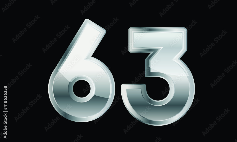63 Silver Elegant Modern 3D Number 63 Silver Elegant Modern 3D Number