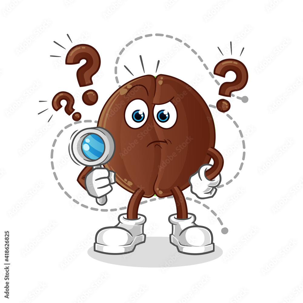 coffee bean searching illustration. character vector coffee bean searching illustration. character vector