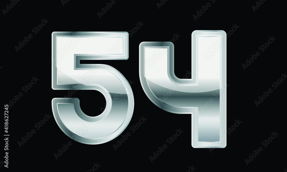 54 Silver Elegant Modern 3D Number 54 Silver Elegant Modern 3D Number