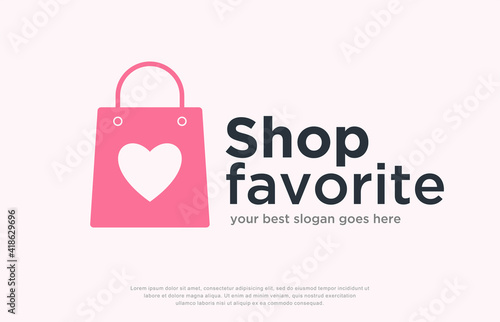 love shop, shop favorite logo design template vector