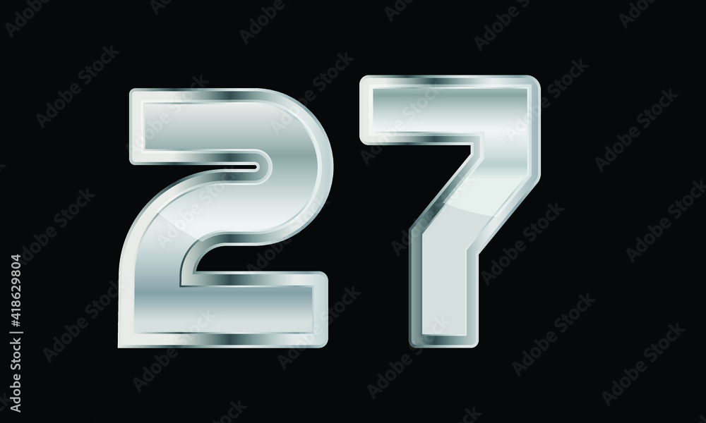 27 Silver Elegant Modern 3D Number 27 Silver Elegant Modern 3D Number