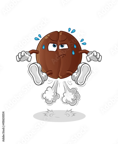  coffee bean fart jumping illustration. character vector