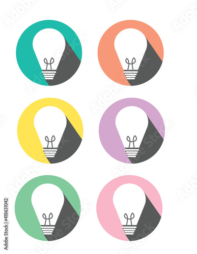 Lightbulb icon with colored bachground and shadow vector