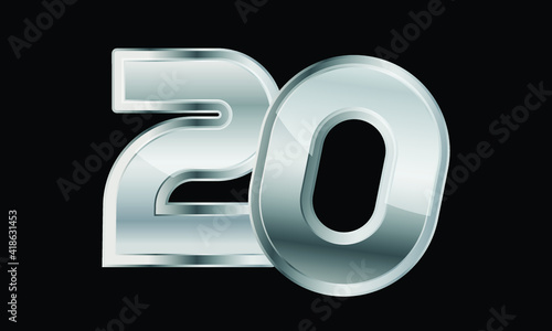 20 Silver Elegant Modern 3D Number