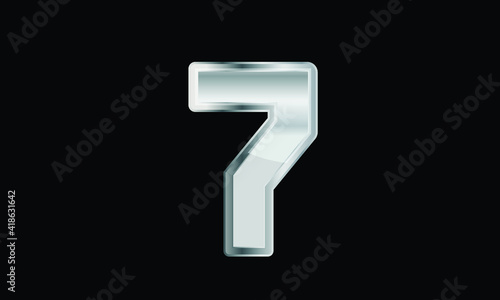 7 Silver Elegant Modern 3D Number