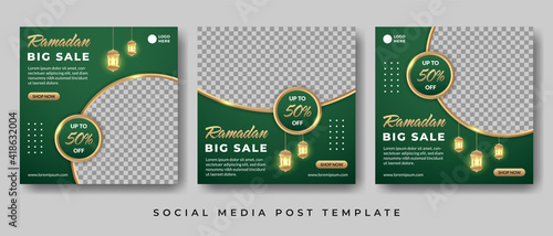 Ramadan Sale Banner Template Design with photo collage, Suitable for Social Media Post and Online Advertising.