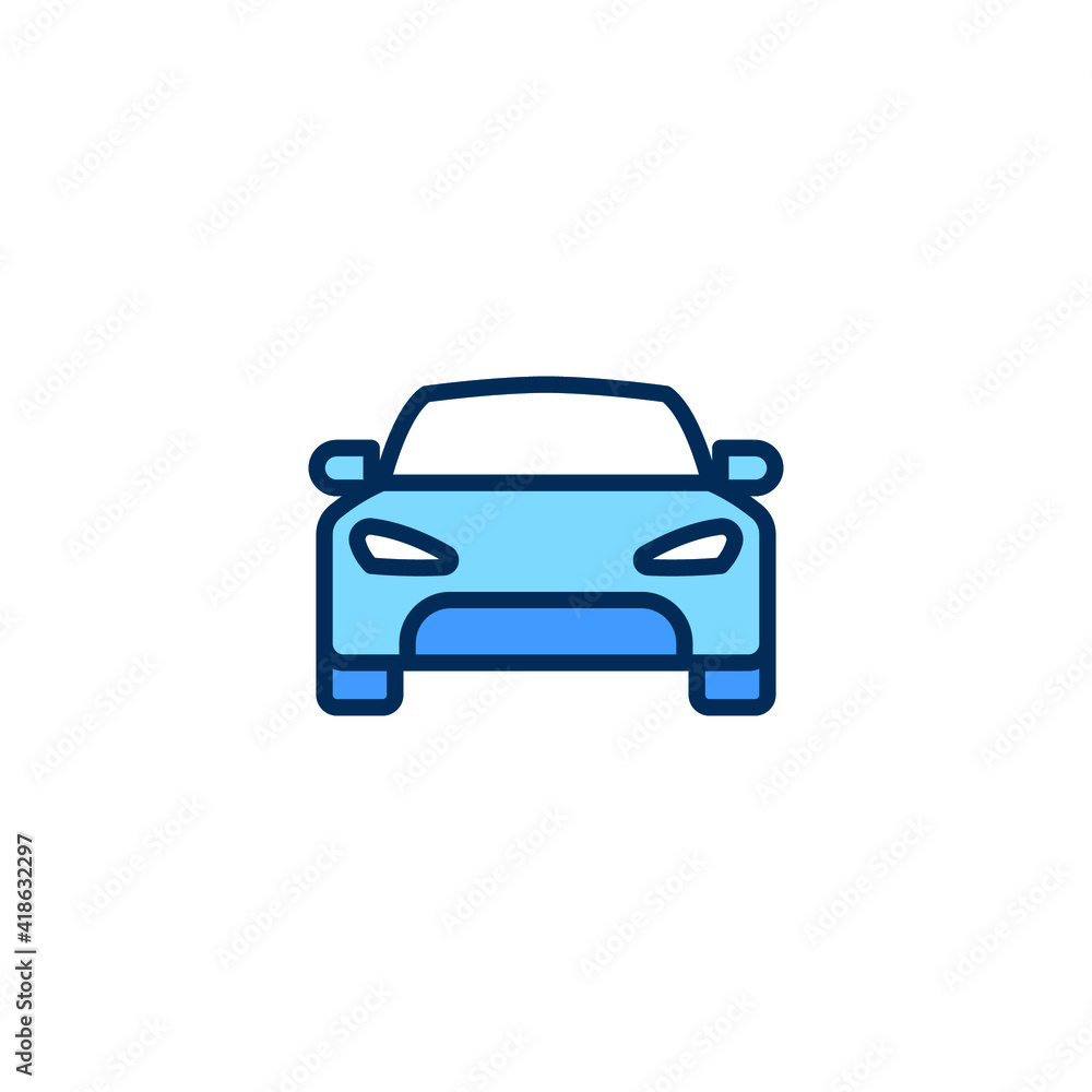 Car front view icon. Simple filled outline style sign symbol. Auto, view, sport, race, transport concept. Vector illustration isolated on white background. EPS 10.