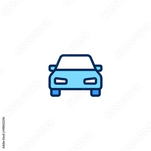 Car front view icon. Simple filled outline style sign symbol. Auto, view, sport, race, transport concept. Vector illustration isolated on white background. EPS 10. © Fourdoty
