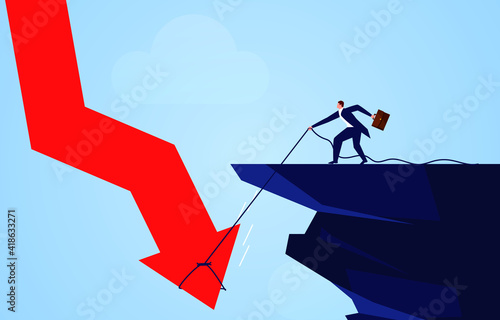 To rescue, the businessman uses a rope sleeve to take the falling arrow