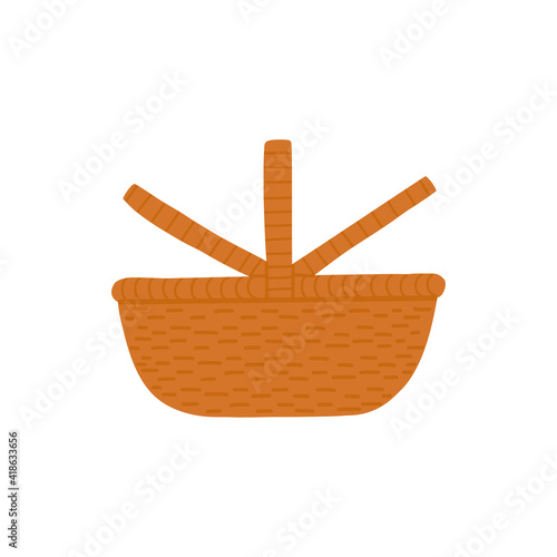 wicker picnic basket icon elements illustration