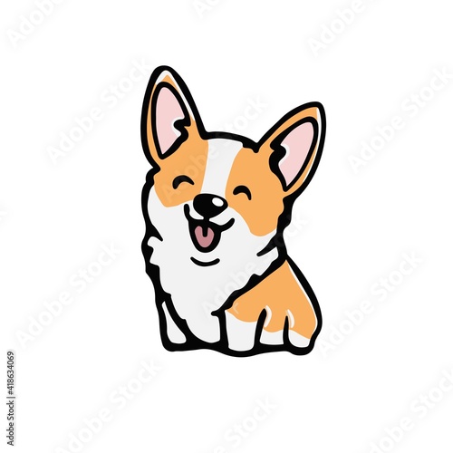 Corgi dog Cute welsh corgi vector cartoon illustration isolated on white background. Funny corgi butt modern flat design element for badges, labels, cards