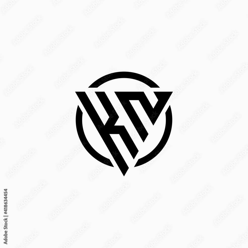 Triangle Circle logo KN letter design. Monogram Design Vector template Triangle Circle logo KN letter design. Monogram Design Vector template