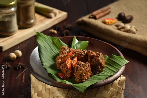 Rendang Padang. Spicy beef stew from Padang, Indonesia.
