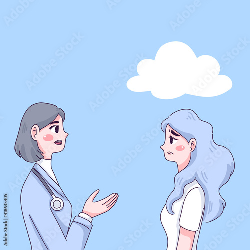 Depressed woman and doctor 