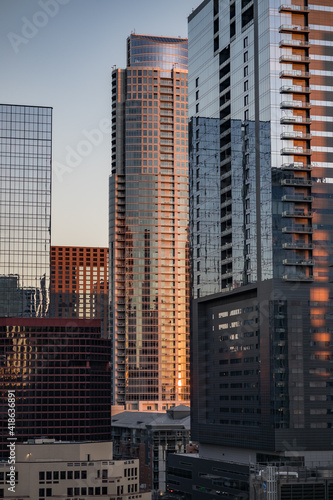 Austin texas skyscrapers at sunset