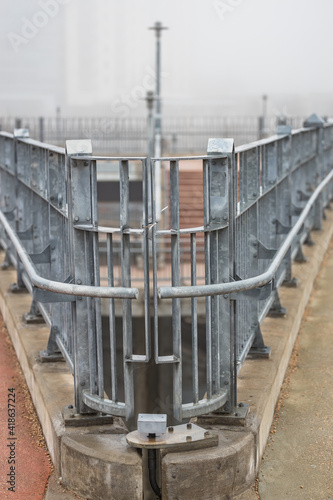 Austin pfluger bridge fence in fog