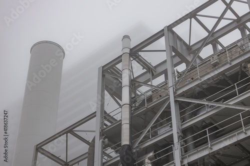 Austin texas seaholm power plant in fog