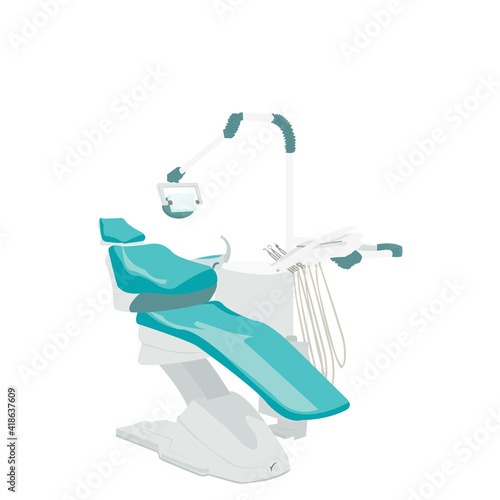 Dental equipment .Disease teeth. Prevention and treatment of caries. Dental clinic room. Vector illustration flat design concept on white background from Dentist collection. Suitable for use