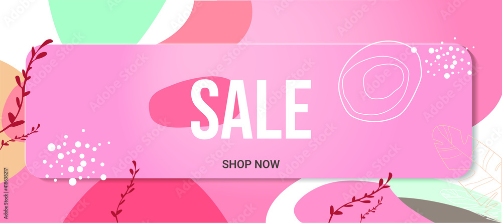 Sale poster or banner template. Trendy Special Sale poster shop now with minimalistic design and soft colors