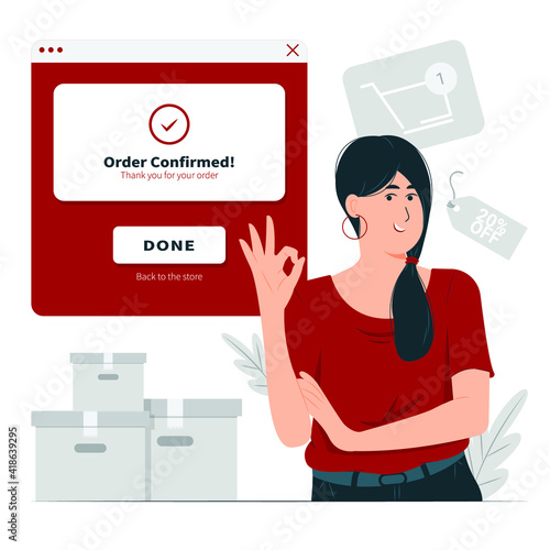 Person, girl, a woman with order complete concept illustration