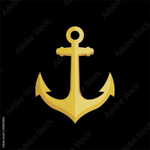 luxury gold shining anchor prefect for ship or jewelry vector illustration logo design