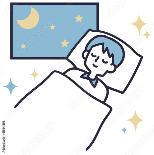 安眠する男性 シンプルイラスト
