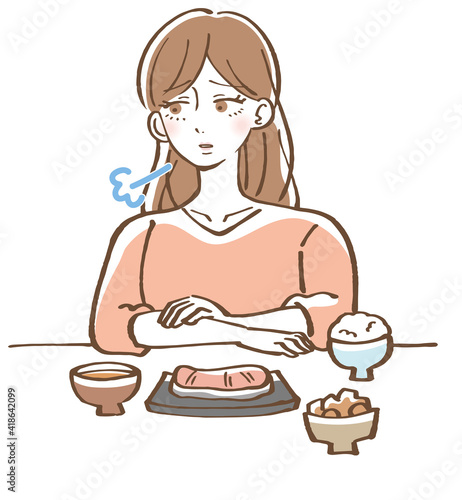食欲のない女性 イラスト