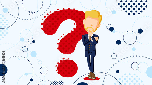 考え込むスーツ姿の男性のイラスト