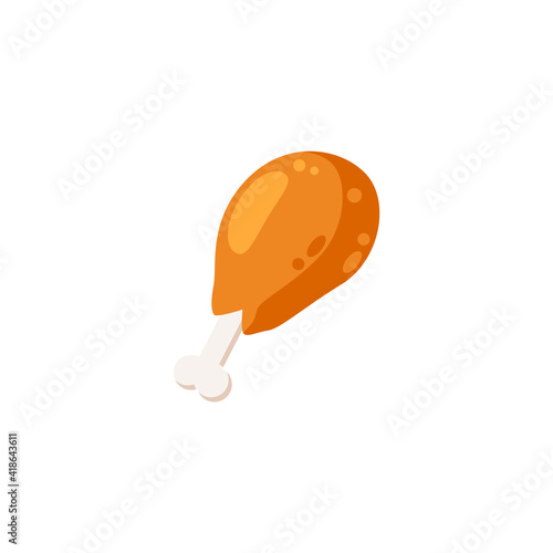 Delicious chicken drumstick vector illustration, chicken drumstick flat icon
