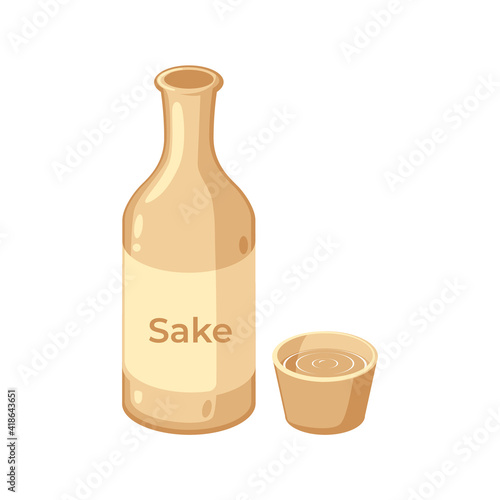 Delicious a bottle sake Japanese alcohol vector illustration, a bottle sake Japanese alcohol flat icon