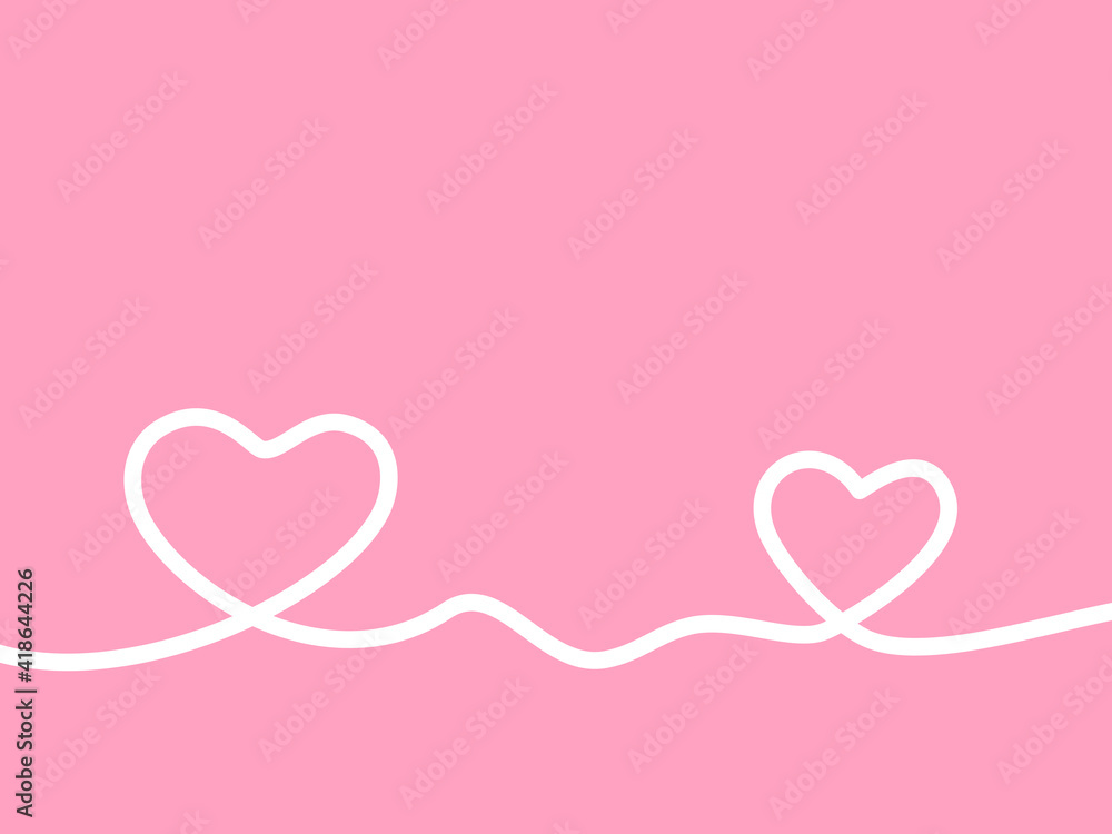 White line drawn hearts pattern in pink colour background, design card copy space heart icon decoration vector 