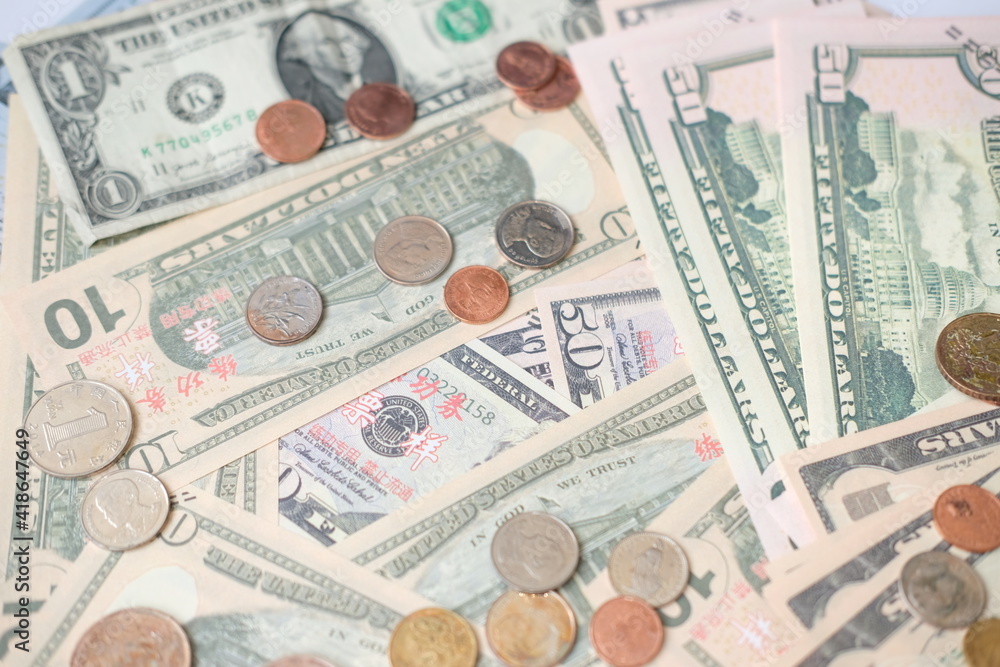 anknote money on table background and saving money anknote money on table background and saving money