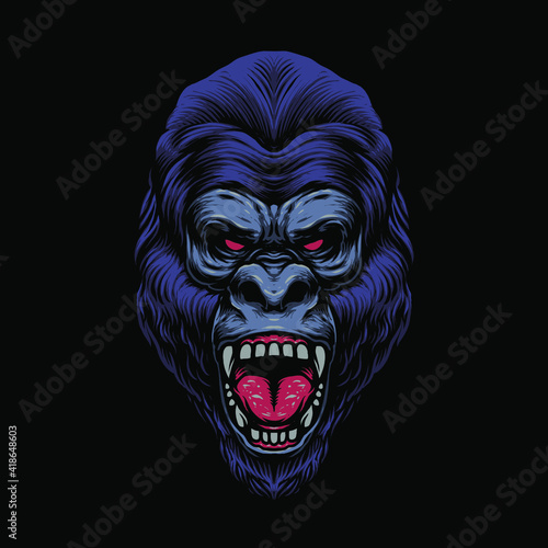 the gorilla head vector illustration