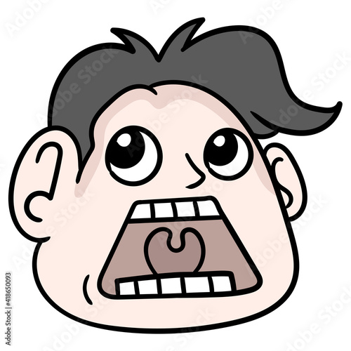 the head logo of a surprised man. carton emoticon. doodle icon drawing