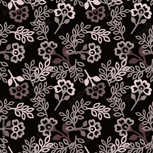 Оriginal seamless botanical pattern with oriental motifs in limited colors