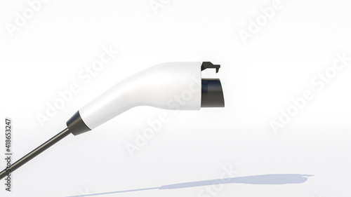 Electric vehicle charging plug with 3D rendering