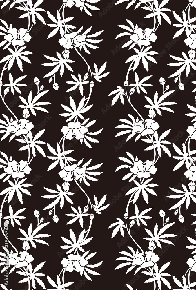 平安有職文様_屬華立涌（しょっかたてわく）_壁紙・白黒