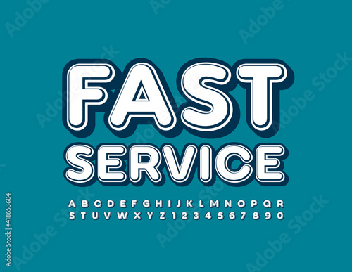 Vector business banner Fast Service. Retro style Font. Creative Alphabet Letters and Numbers set