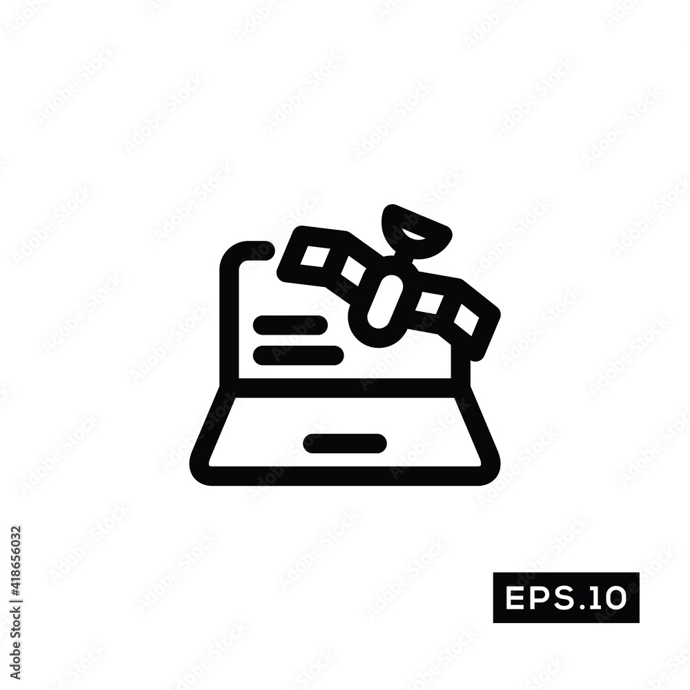 Satellite line Icon Vector. Satellite Icon Symbol Vector Illustration Template For Web and Mobile Satellite line Icon Vector. Satellite Icon Symbol Vector Illustration Template For Web and Mobile