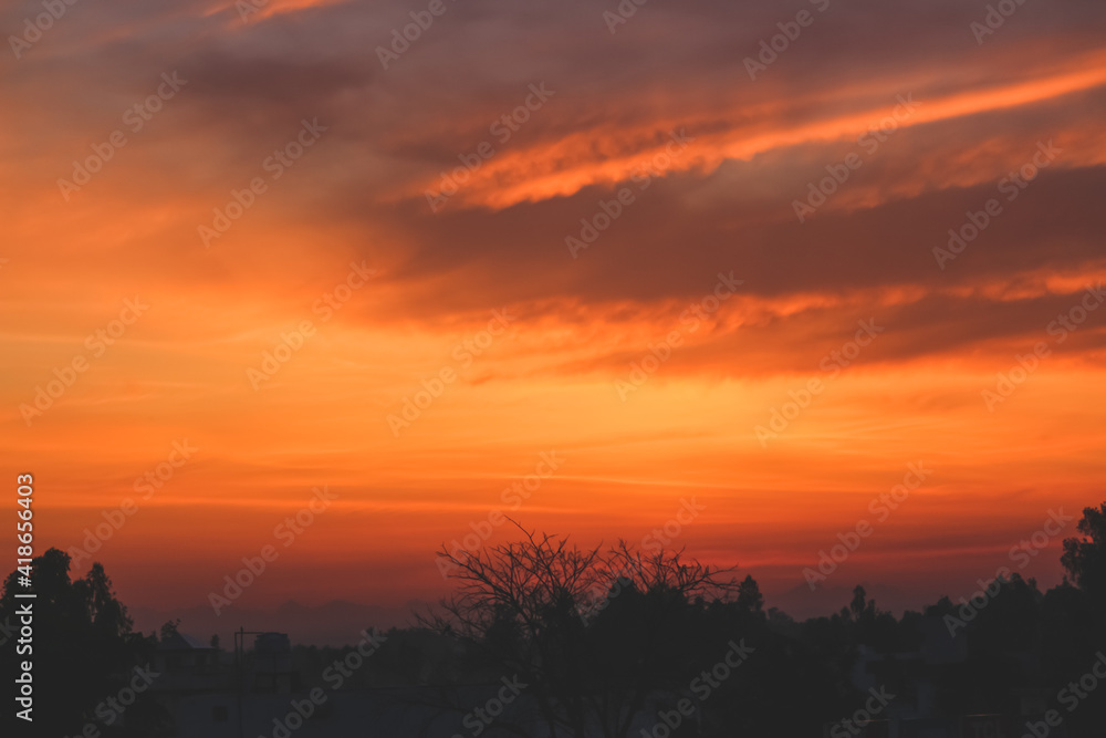 morning sunrise view over the mountains