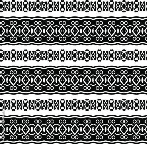  Geometric vector pattern with triangular elements. Seamless abstract ornament for wallpapers and backgrounds. Black and white patterns.