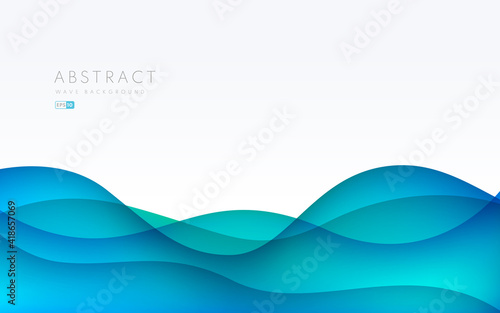 Abstract blue paper cut layer background with text space or copy space. Simple blue wavy paper cut background. Vector illustration