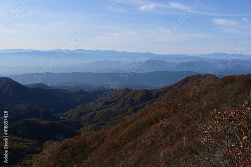 紅葉シーズンの榛名山（掃部ヶ岳）の登山